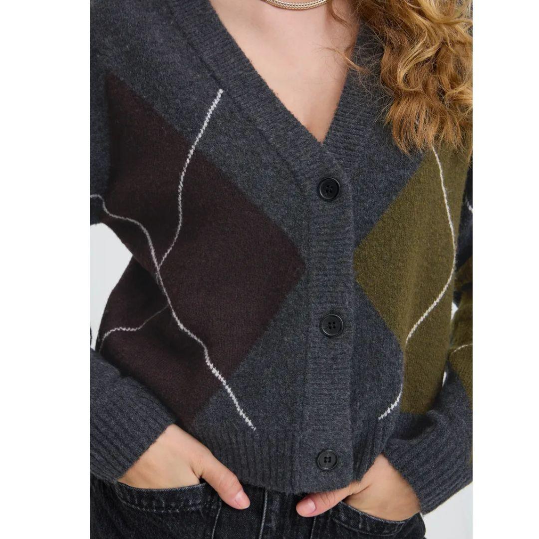 BYOUNG Osmilla Argyle Cardigan | 20819496 | Grey Multi