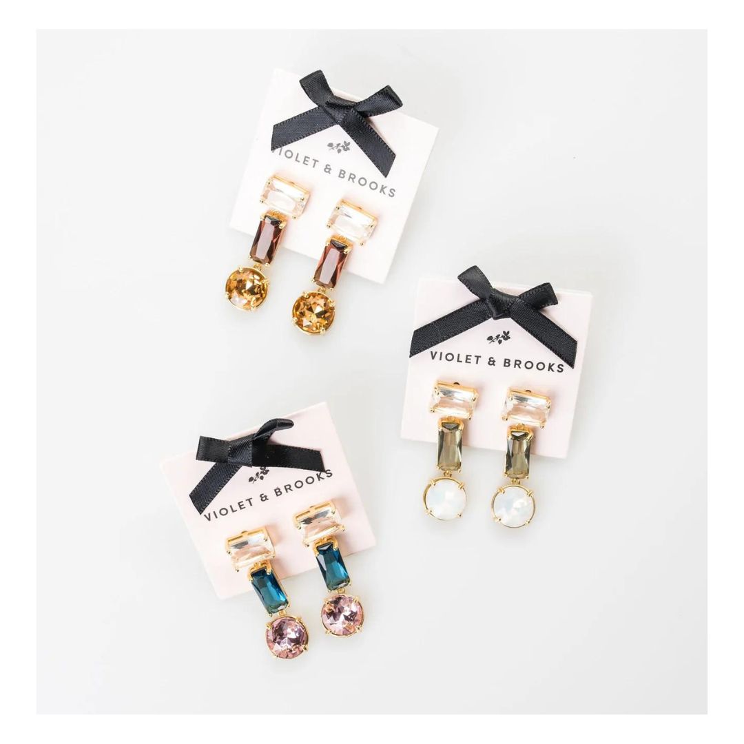 Cleo Crystal Drop Earrings - Violet & Brooks - Multi Options