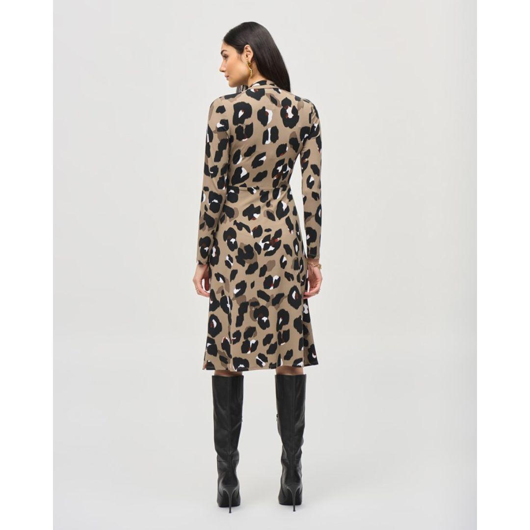Silky Knit Animal Print Wrap Dress - 243173 - Black Multi