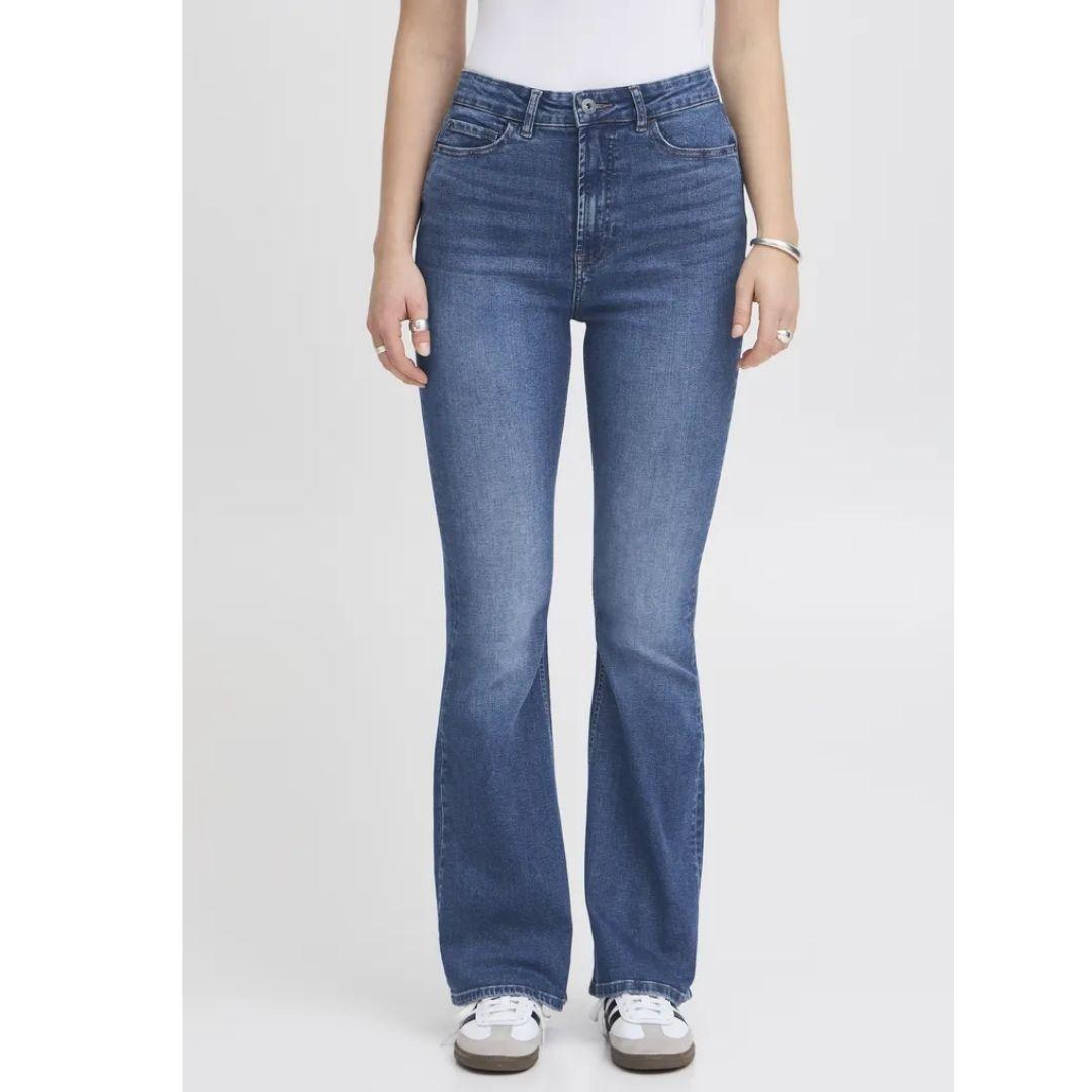 Wiggy Flared High Waist Jeans - 20122437 - Med Blue