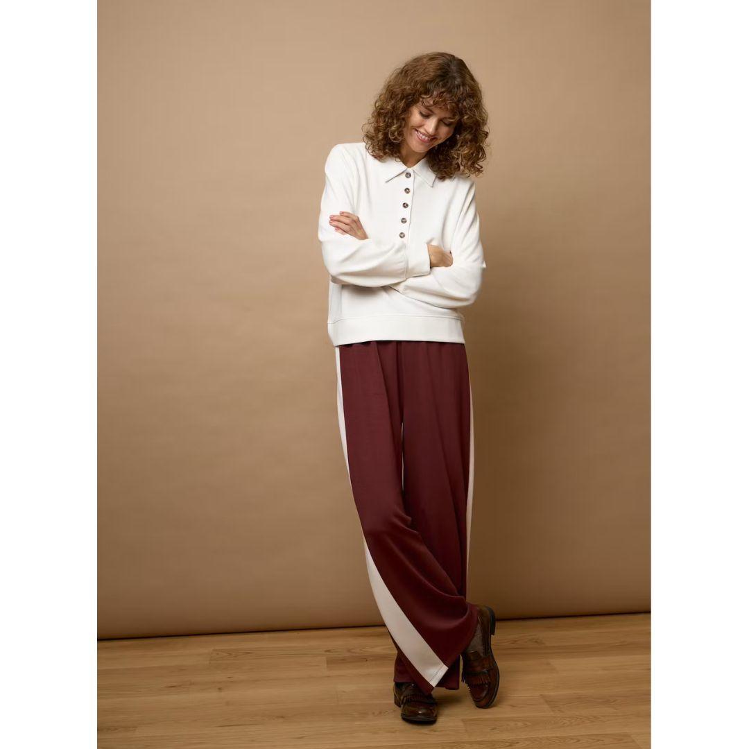 Aurora Stripe Travel Lounge Pants | Rum White Contrast