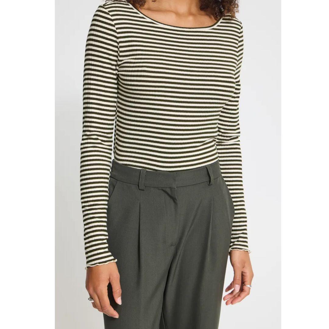 ICHI Cella Long Sleeve Stripe Top | 20122819
