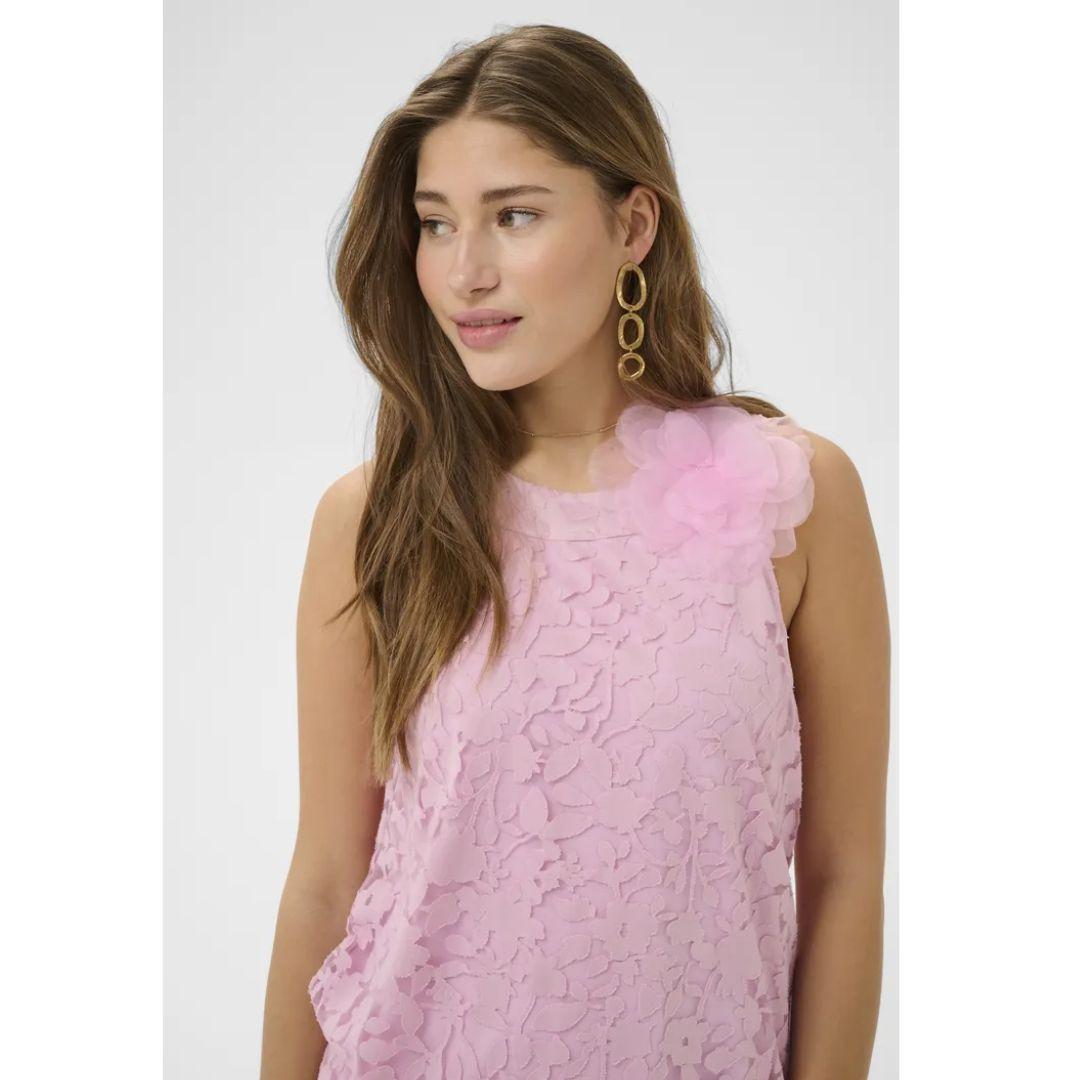 Jessica Lace Flower Halter Blouse - Pink Nectar