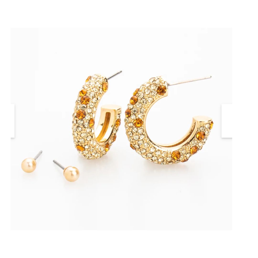 Alicia Crystal Hoop Duet Earrings - Violet & Brooks - Multi Options