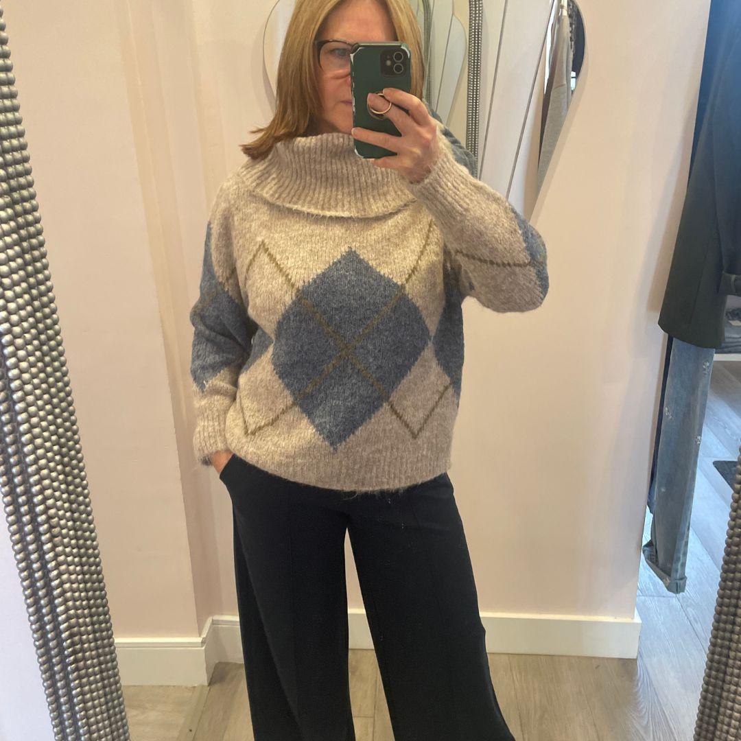 FRANSA Charleen Argyle Sweater | 20618567