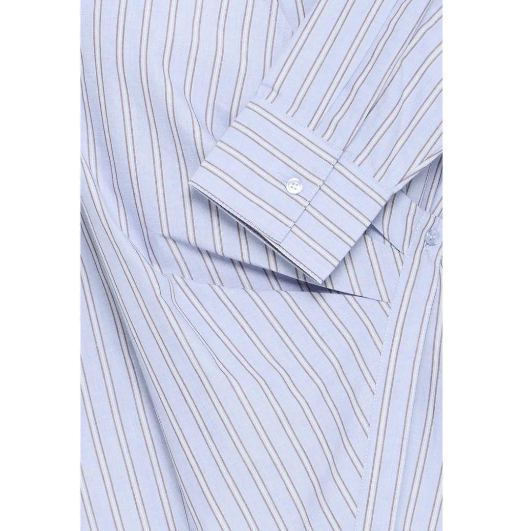 BYOUNG Hene Striped Wrap Shirt | 20819576 | Chambray Brown