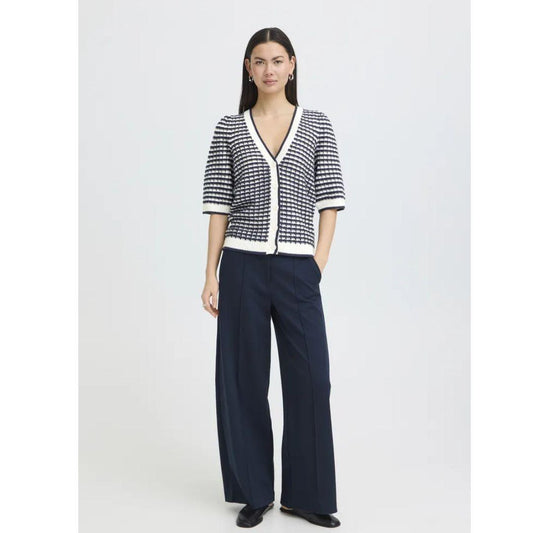 Ardina Short Sleeve Stripe Sweater - Birch & Navy