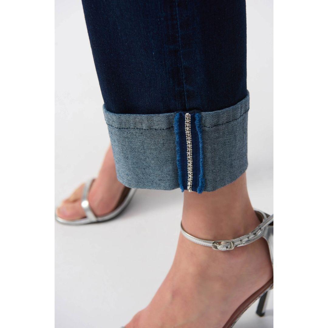 Slim Fit Cropped Jeans - 251961 - Dark Denim Blue