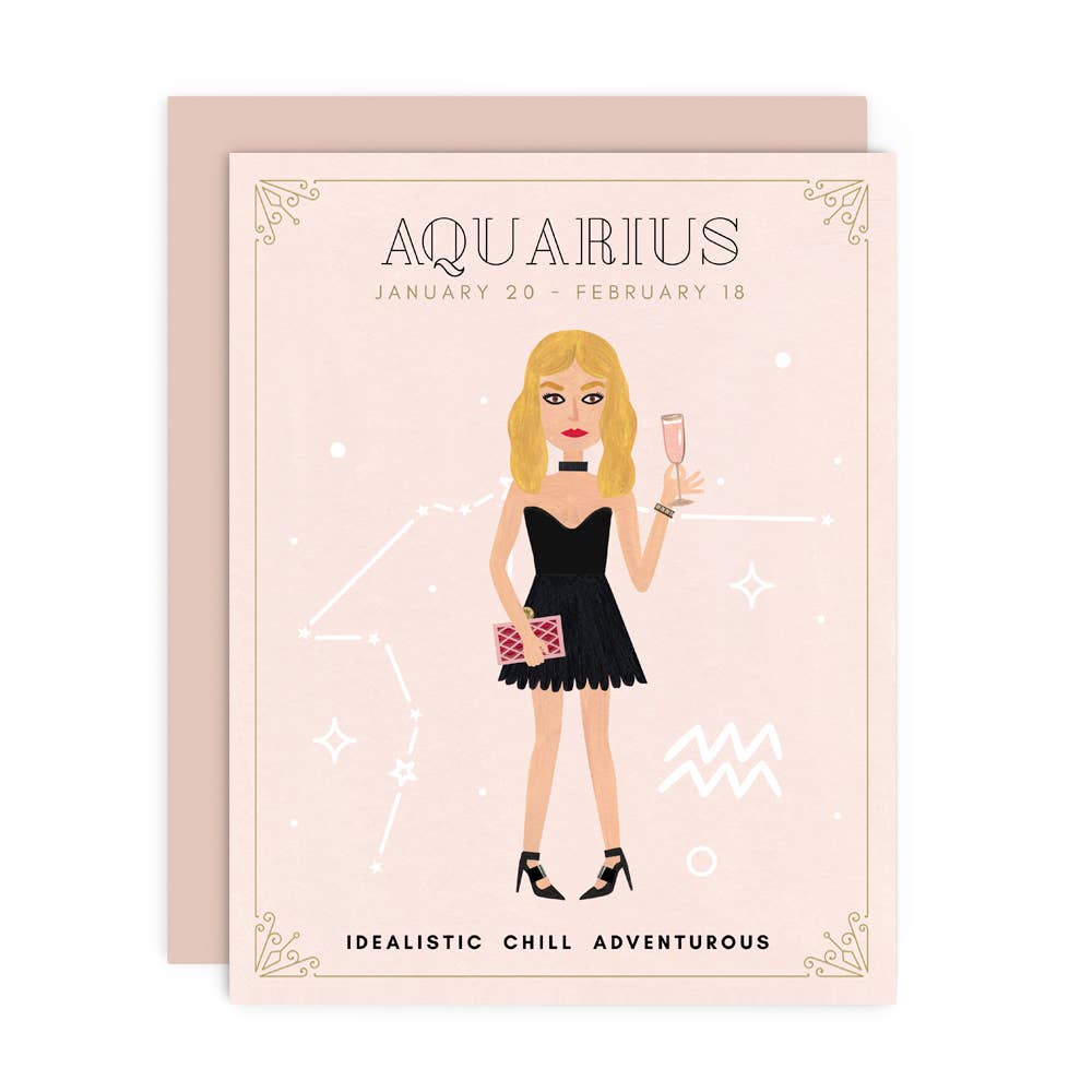 Aquarius Zodiac Babe Greeting Card
