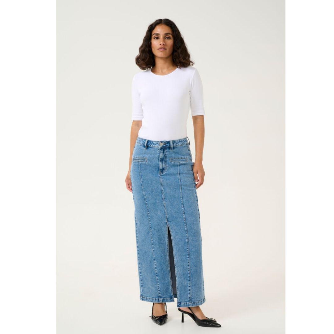 Throa Denim Skirt - 10509351 - Medium Blue