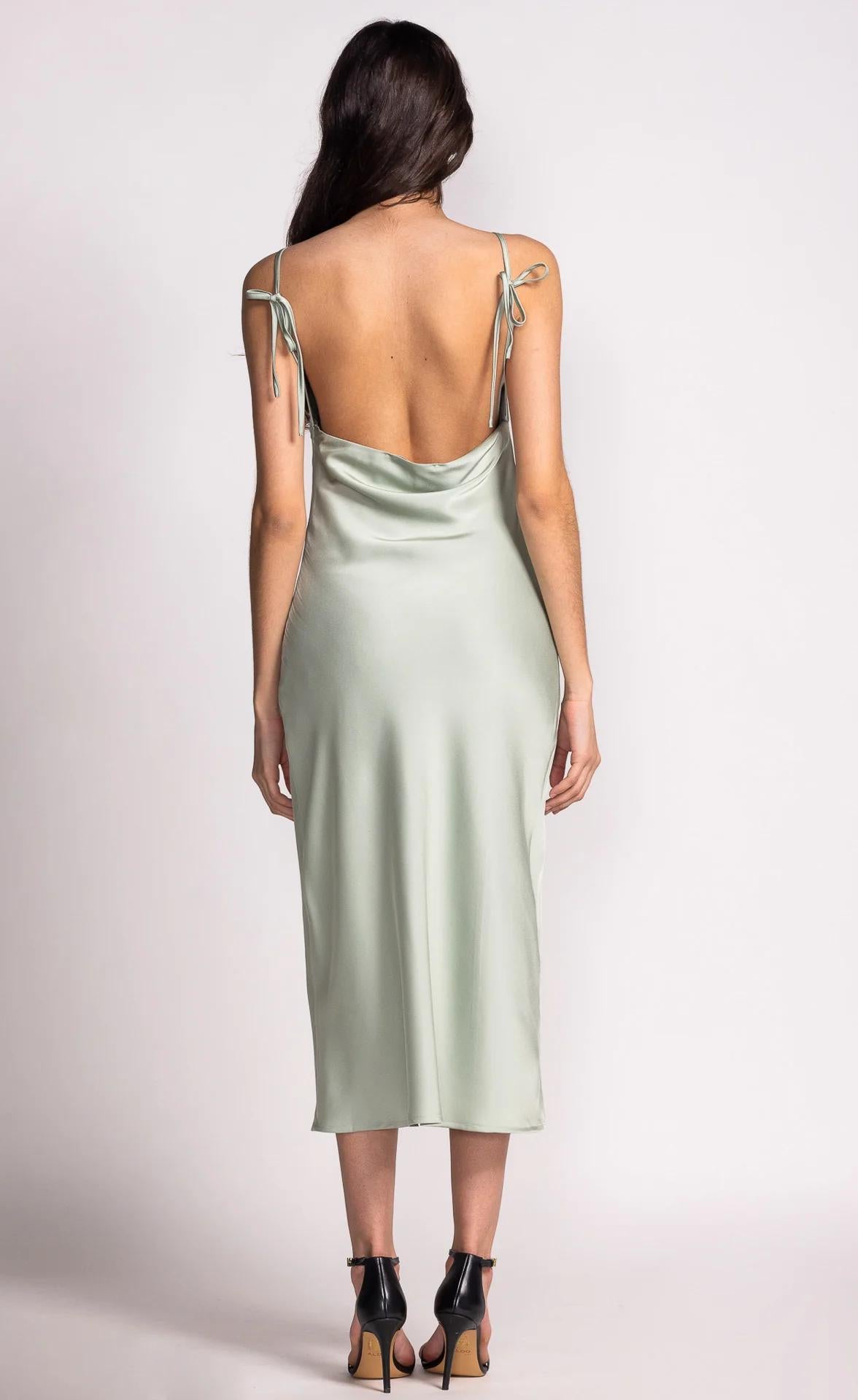 Serina Open Back Satin Midi Dress