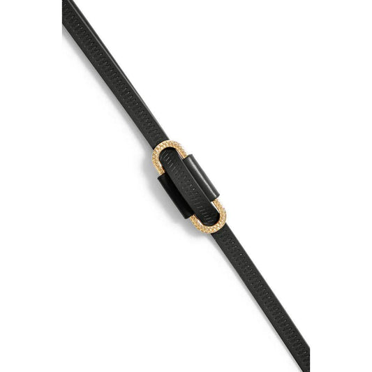 Nette Thin Gold Buckle Belt | Black