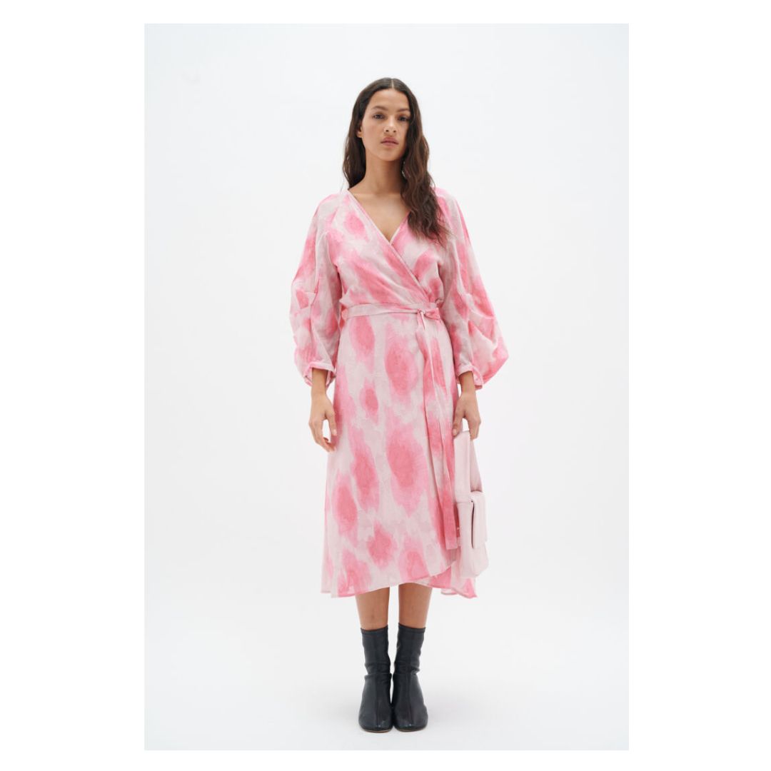 Dimitra Wrap Dress - 30108142 - Pink Soft Shadow