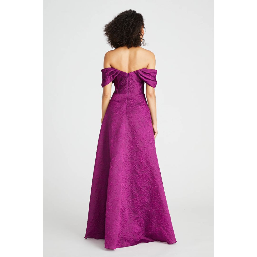 Joelle Off The Shoulder Jacquard Gown