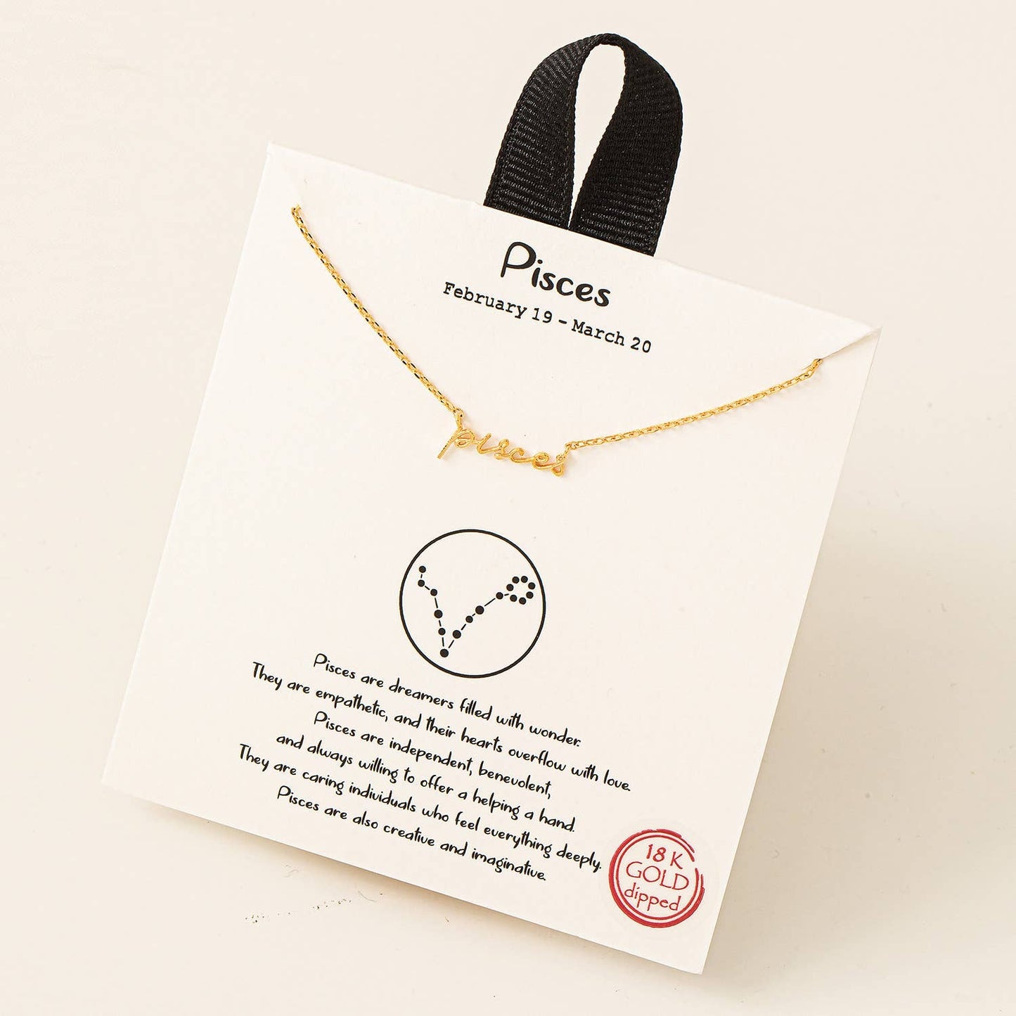 Handwritten Pisces Constellation Pendant Necklace - Gold