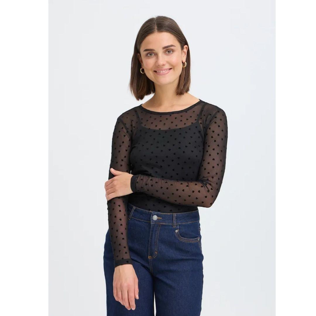 FRANSA Deta Sheer Long Sleeve Top | 20610740