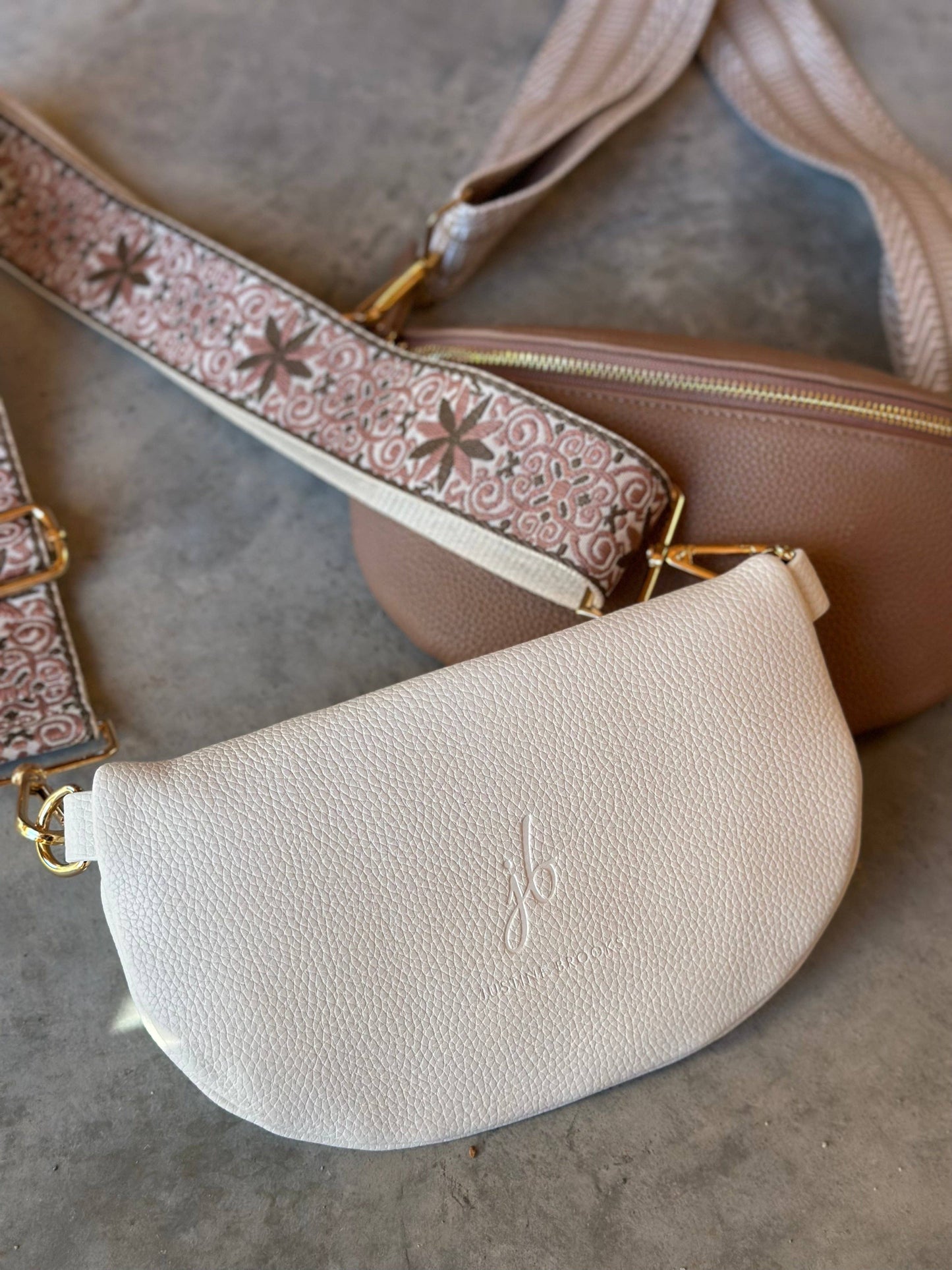 Faux Leather Crossbody Bag - White Cream