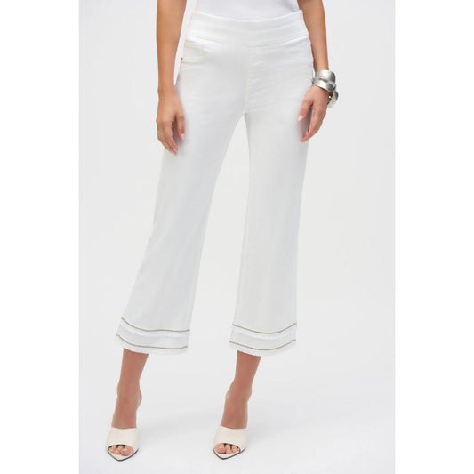 Stretch Straight Crop Pull-On Jeans with Beading - 252913 -White