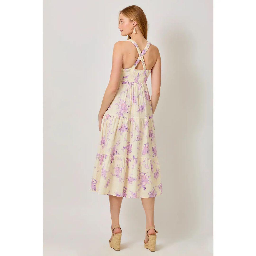 Floral Tiered Midi Dress - 60935 - Yellow Multi