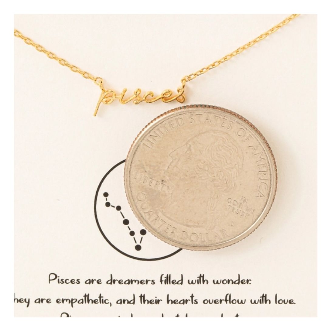 Handwritten Pisces Constellation Pendant Necklace - Gold