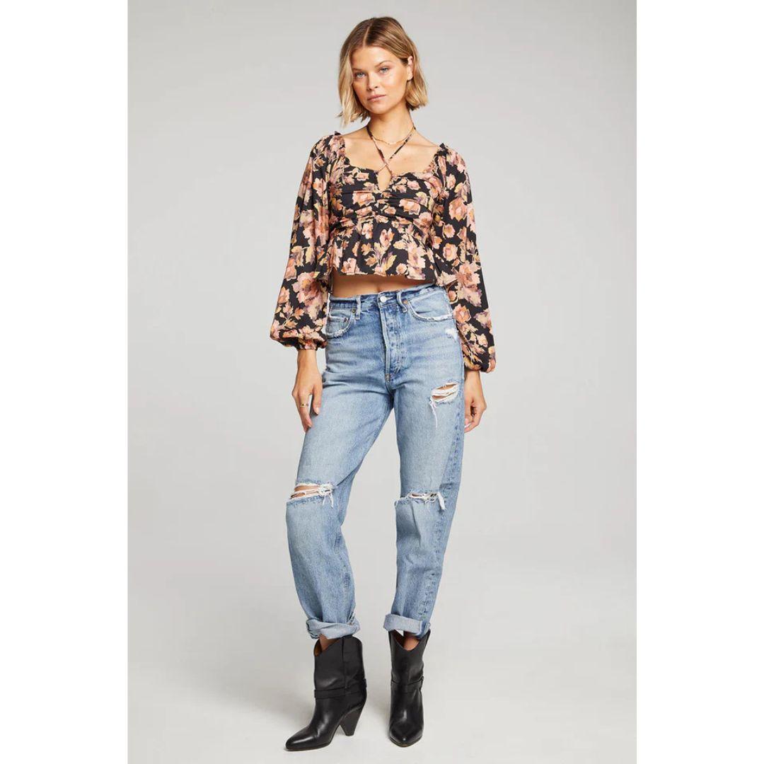 Ariel Top - S3018W585 - Black Multi Floral