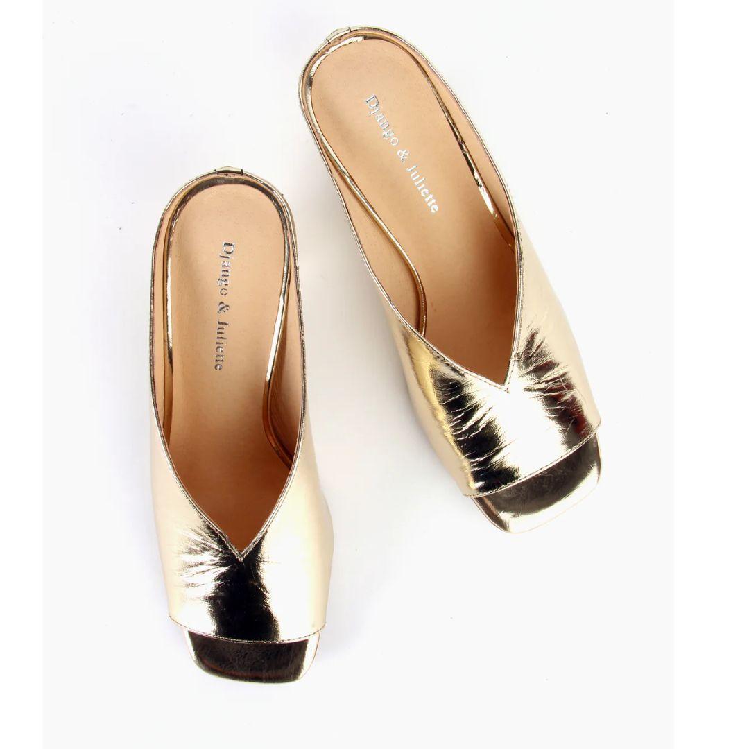 Ursola Gold Foil Mule Sandal