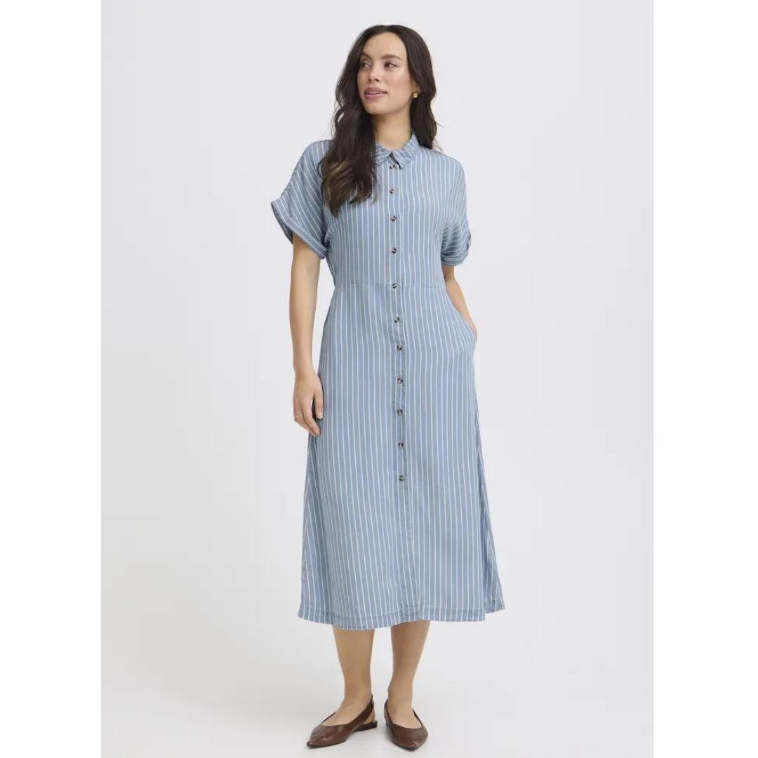 Kosmo Button Dress - 20818780 - Light Blue