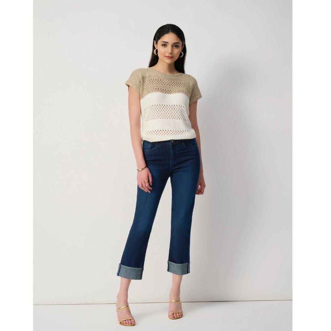Slim Fit Cropped Jeans - 251961 - Dark Denim Blue