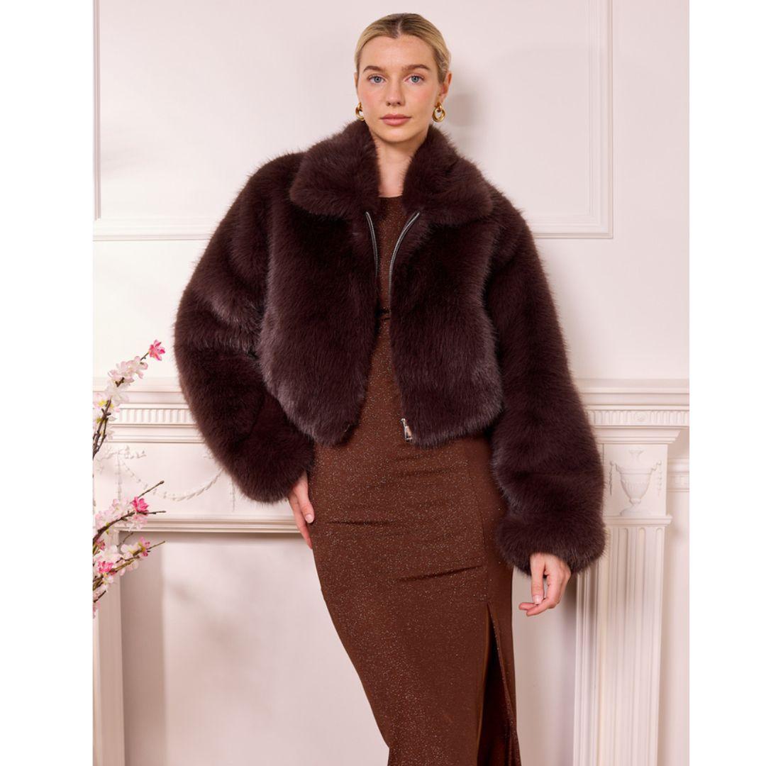 Goldleaf Faux Fur Jacket | M041941 | Brown