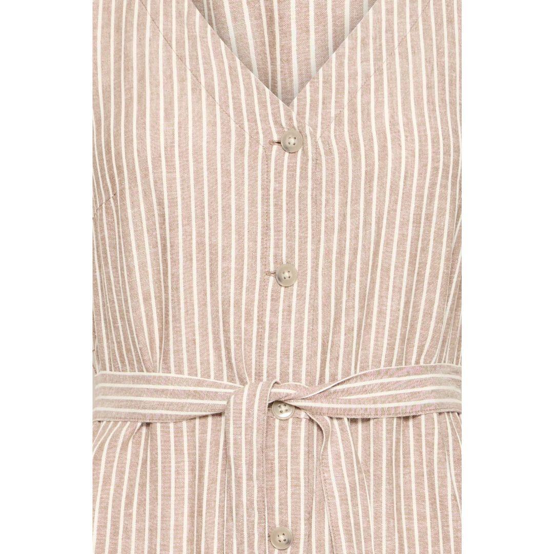 Falakka Button Down Midi Dress - Woodsmoke Stripe