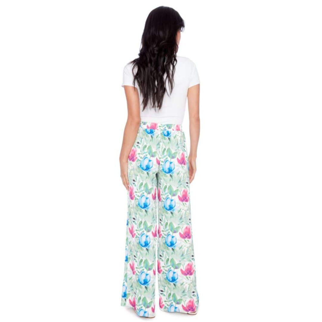 Fiona Vegan Silk Wide Leg Pant - 256022 - Camellia Print