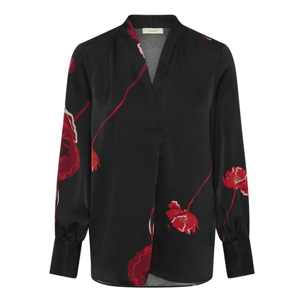 Dawn V-Neck Blouse - 30112599 - Black Poppy