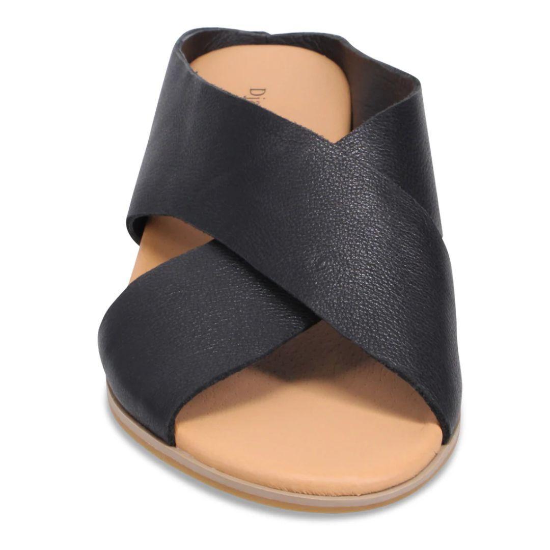 Harli Leather Crossover Sandal | Black
