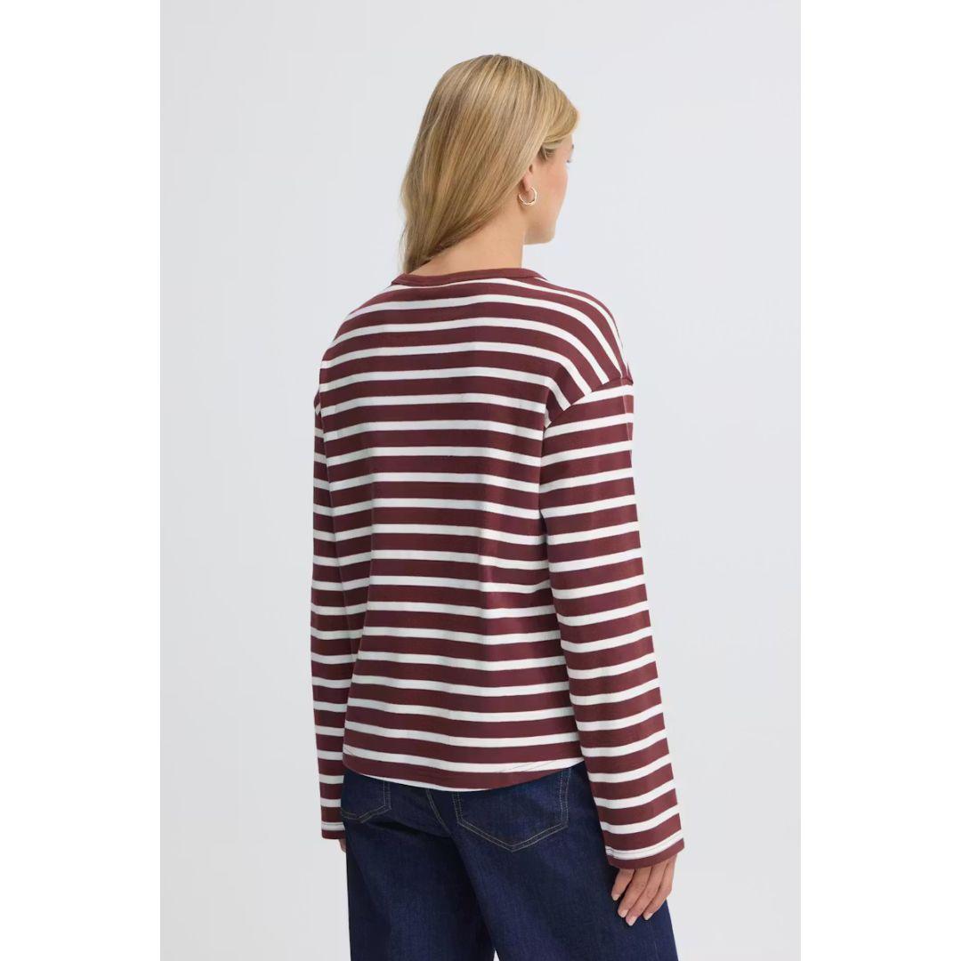 Bree Long Sleeve Stripe Top | Rum Raisin