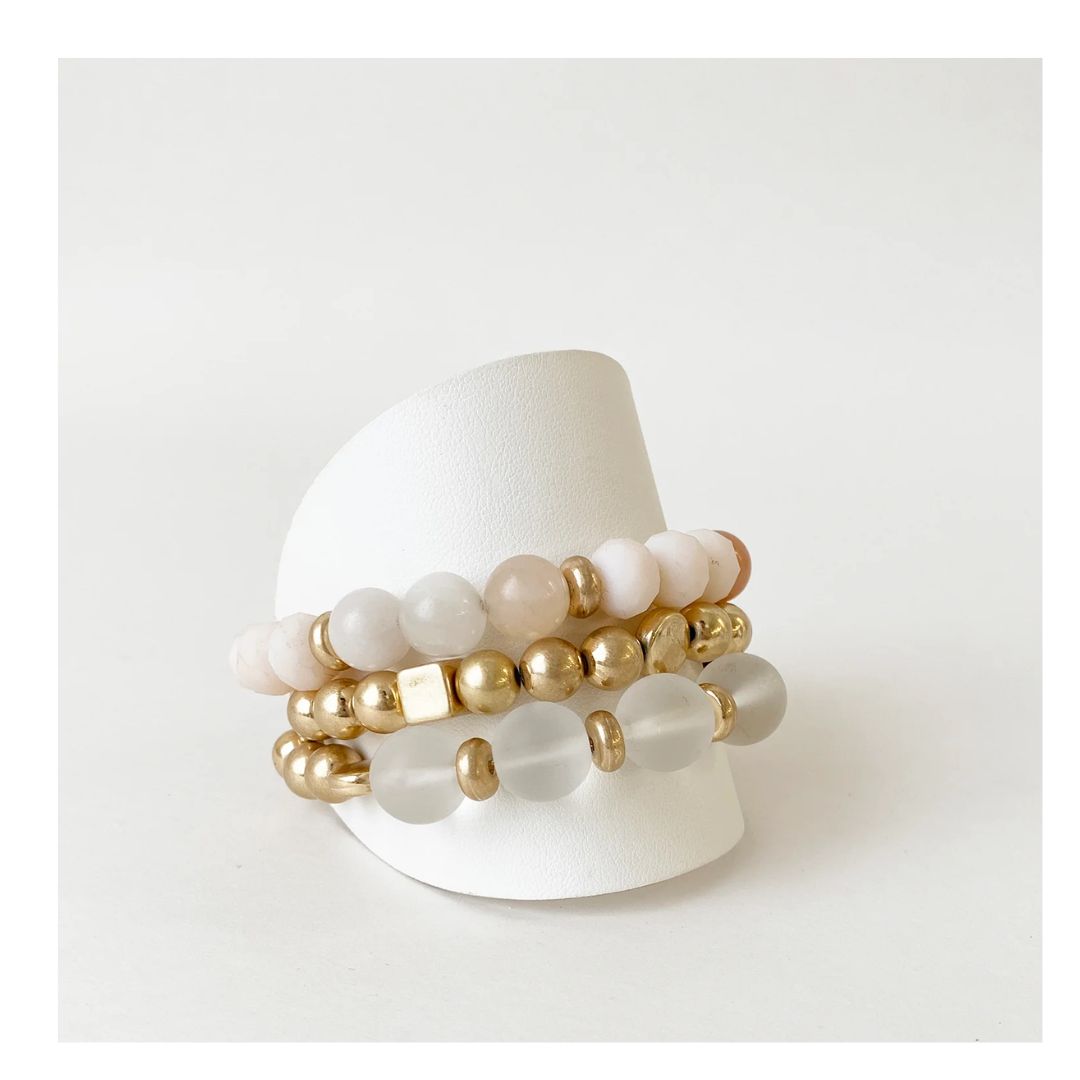 Peach Beaded Multi Strand Bracelet
