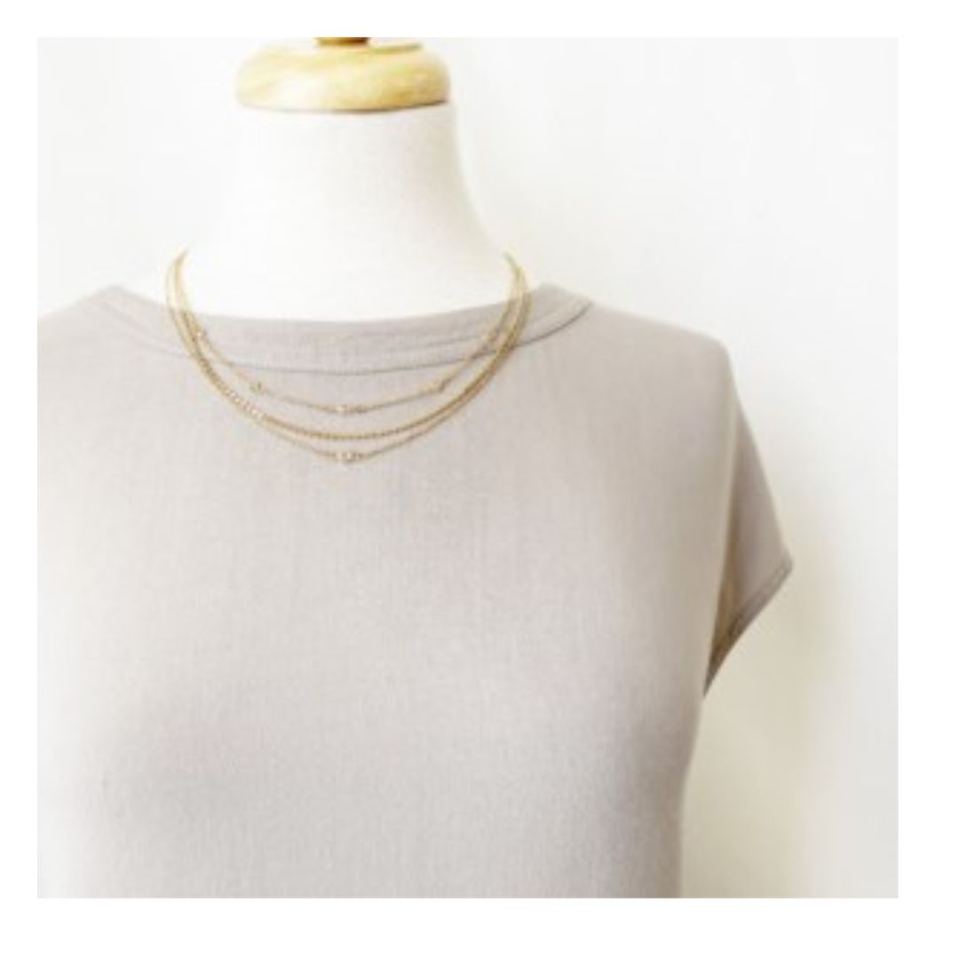 Triple Chain Necklace with Crystals - 1538