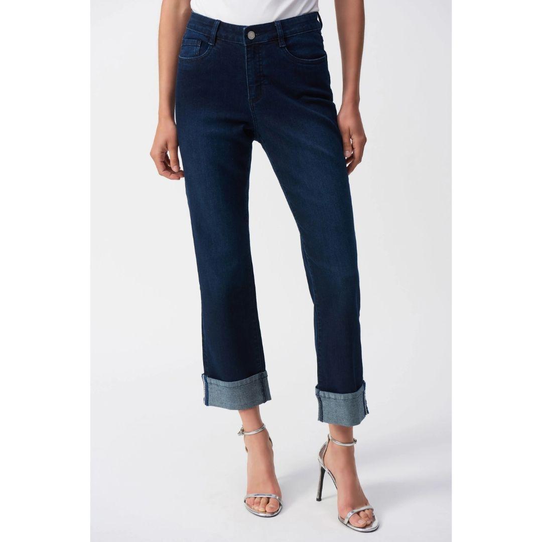 Slim Fit Cropped Jeans - 251961 - Dark Denim Blue