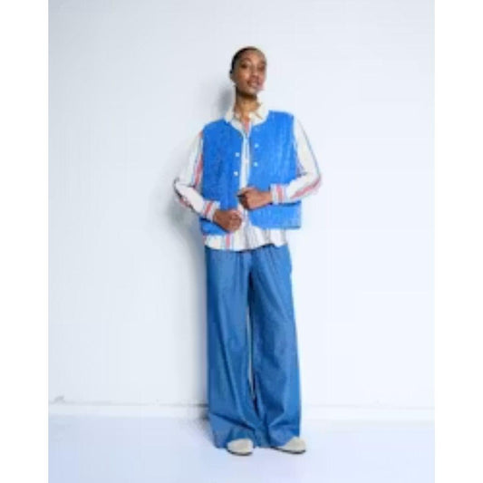 Archer Denim Wide Leg Drawstring Pants | Medium Blue