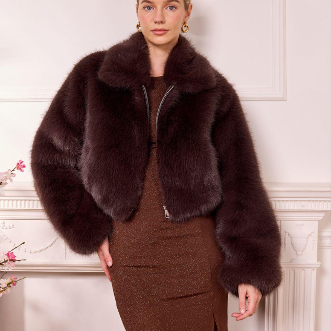 Goldleaf Faux Fur Jacket | M041941 | Brown
