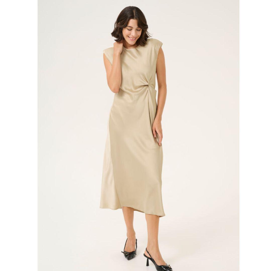 Pristina Satin Knot Midi Dress