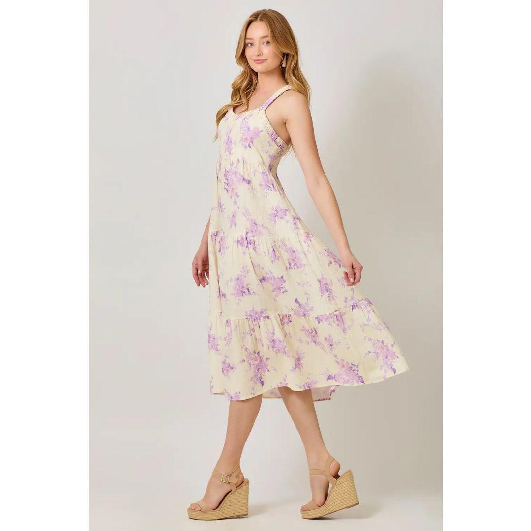 Floral Tiered Midi Dress - 60935 - Yellow Multi
