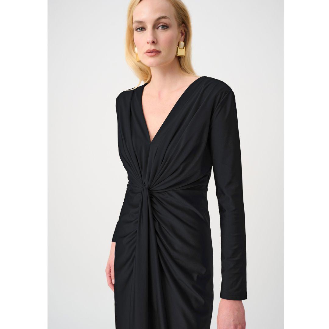 JOSEPH RIBKOFF Draped V-Neck Sheath Dress | 253714F26 | Black
