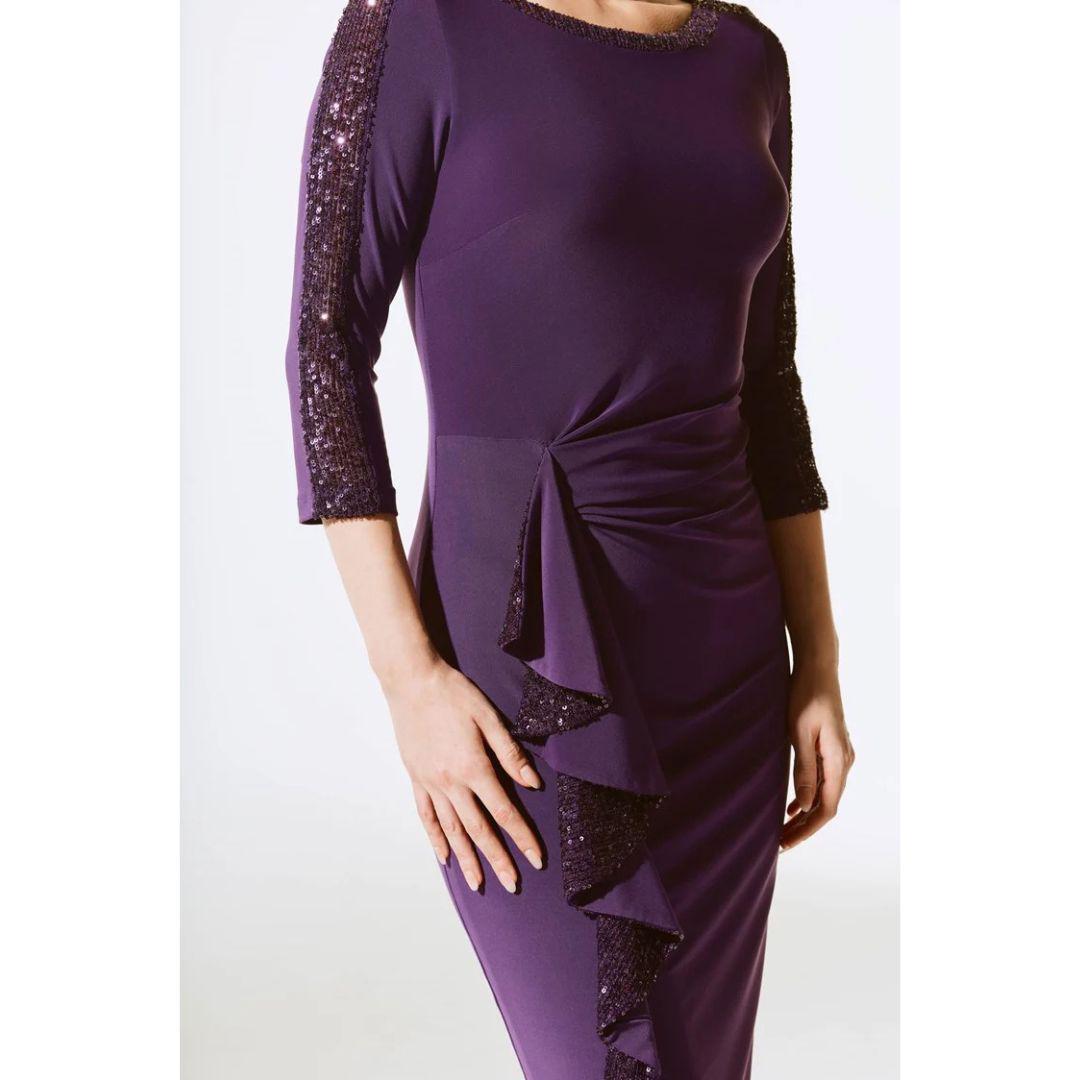 Silky Knit And Sequins Sheath Dress - 243702 - Blackcurrant