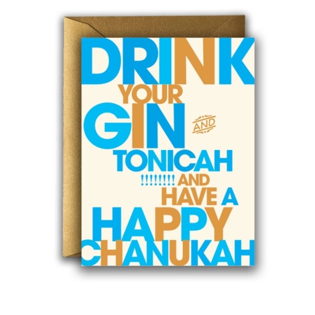 Chanukah Drink Your Gin + Tonicah Card
