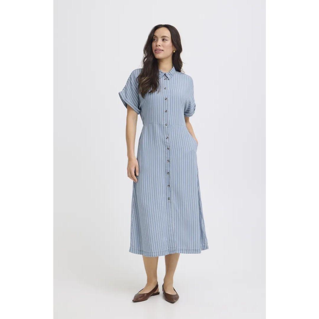 Kosmo Button Dress - 20818780 - Light Blue