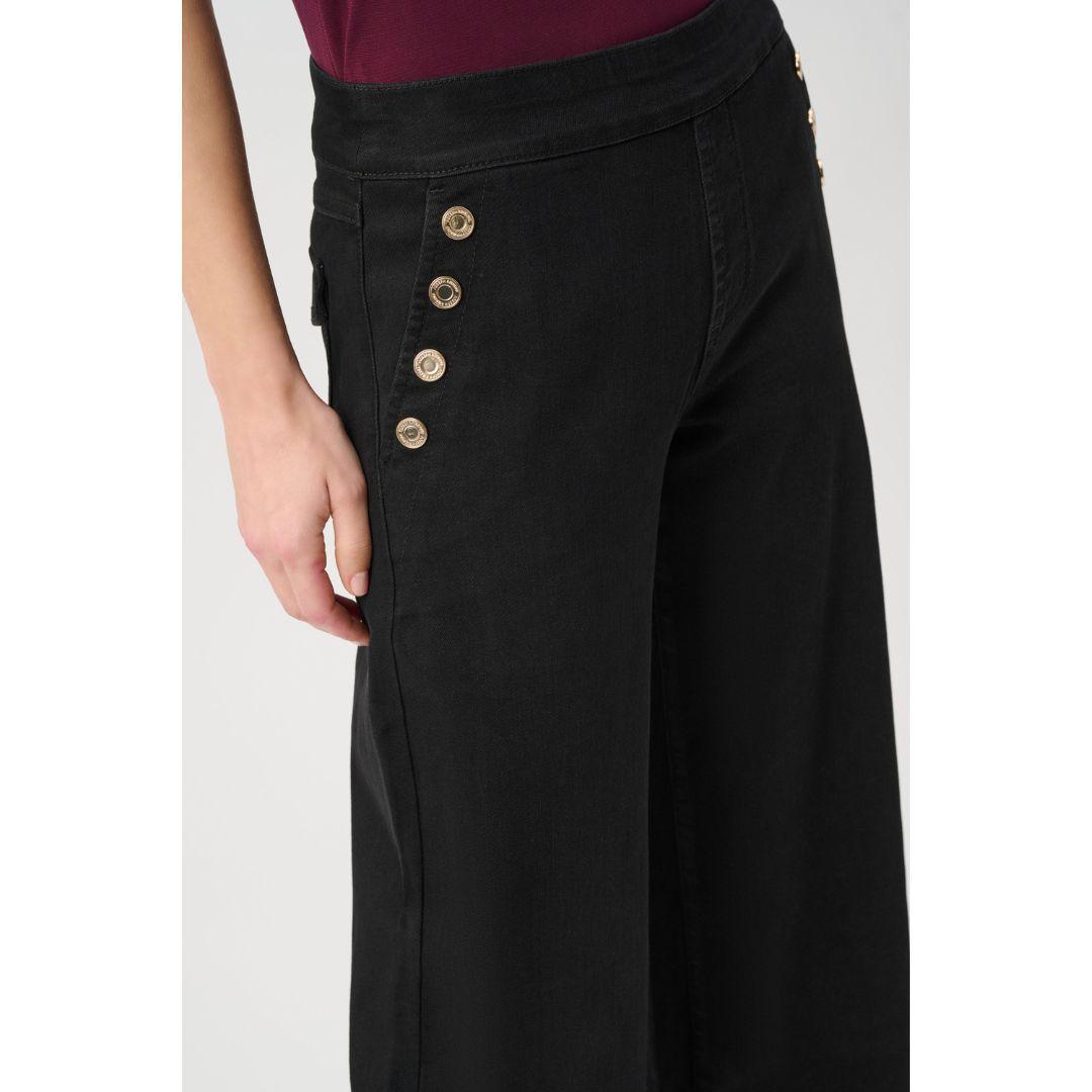 JOSEPH RIBKOFF Sailor Button Wide-Leg Jeans | 254919W26 | Black