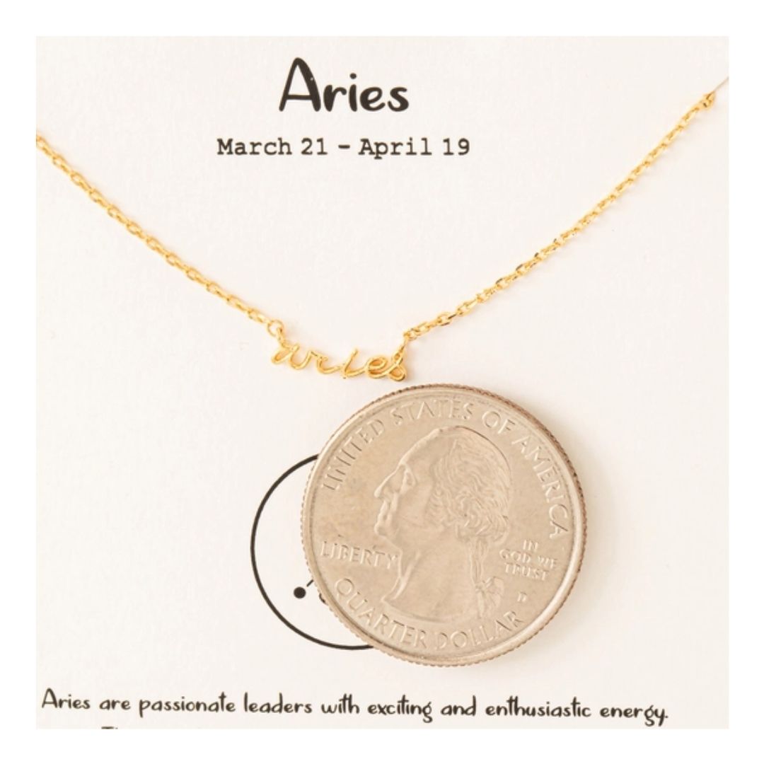 Handwritten Aries Constellation Pendant Necklace - Gold