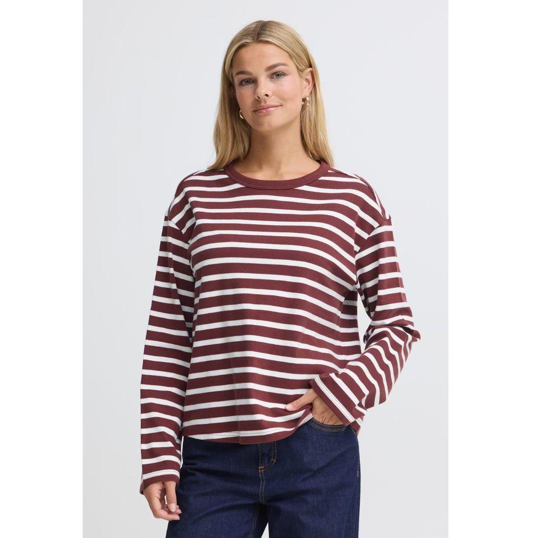 Bree Long Sleeve Stripe Top | Rum Raisin