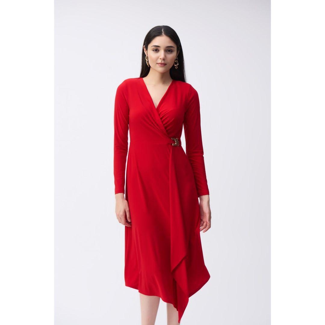 Silky Knit Wrap Dress - 243282 - Red