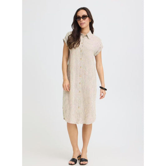 Falakka Short Sleeve Shirt Midi Dress - Rainy Day Stripe